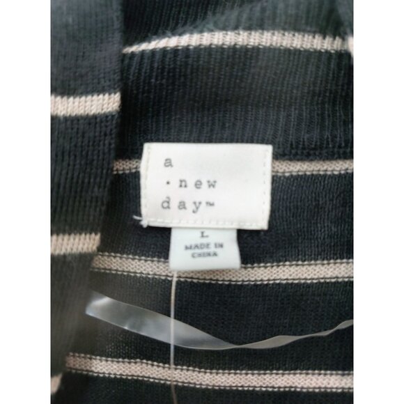 A New Day Striped Open Cardigan – Size Large – Black & Taupe – New with Tags - Picture 6 of 11